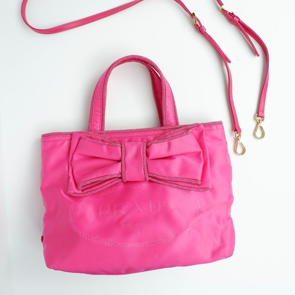 Authentic Preowned Prada Bright Pink Nylon Two Way Bag